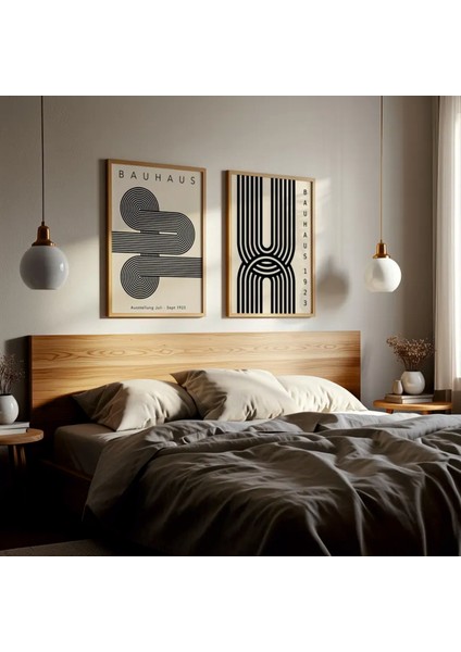 (Çerçevesiz) Bauhaus 2'li Siyah Çerçevesiz Poster Seti, Modern Dekoratif Poster Seti indirimleri