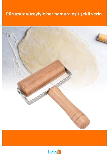Doğal Ahşap Paslanmaz Çelik Ergonomik Hamur Açma Rulosu fiyatları