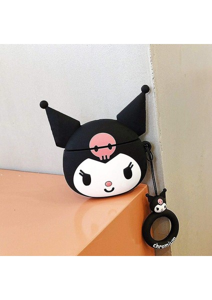 Airpods Pro 3. Nesil Uyumlu Sevimli Siyah Kuromi Figürlü Darbe Önleyici Kulaklık Koruma Kılıfı fiyatları