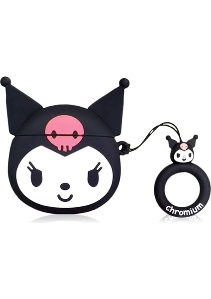 Airpods Pro 3. Nesil Uyumlu Sevimli Siyah Kuromi Figürlü Darbe Önleyici Kulaklık Koruma Kılıfı modelleri