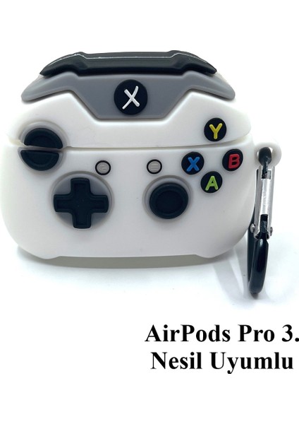Airpods Pro 3. Nesil Uyumlu Sevimli Beyaz Oyun Konsolu Figürlü Darbe Önleyici Kulaklık Koruma Kılıfı