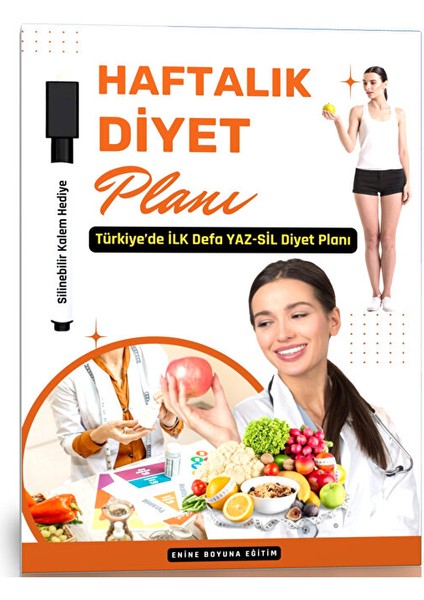 Haftalık Diyet Planı Yaz-Sil (Silinebilir Kalem Hediye)