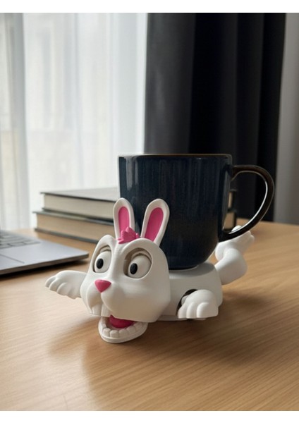 Sevimli Tavşan Bardak Altlığı – Hareketli ve Eğlenceli Kupa Altlığı