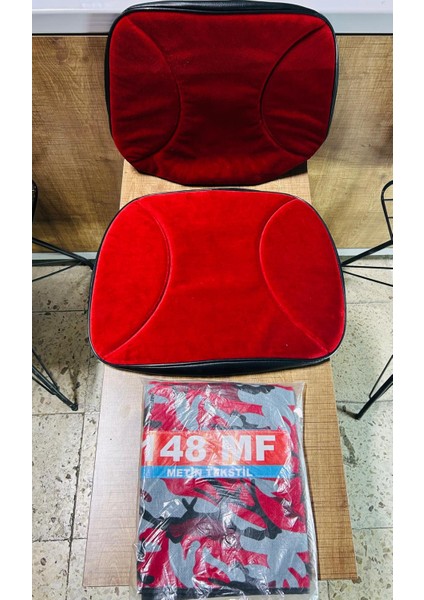 Massey Ferguson 148 Kırmızı Desen Asgari Branda ve Düz Kırmızı Koltuk Kılıfı Takım