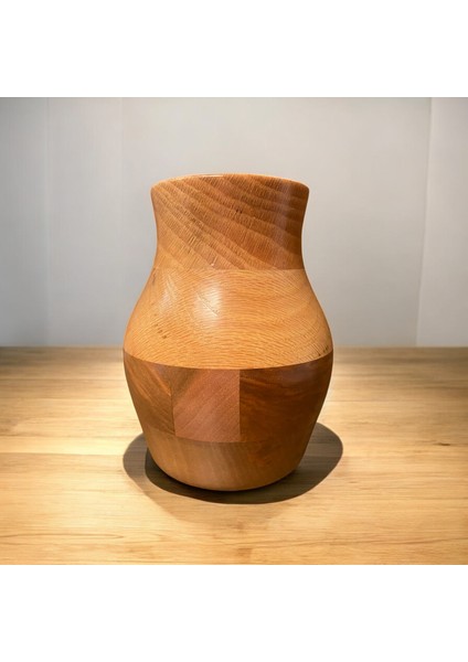 🌰 El Yapımı Ceviz ve Meşe Ağacından Ahşap Vazo