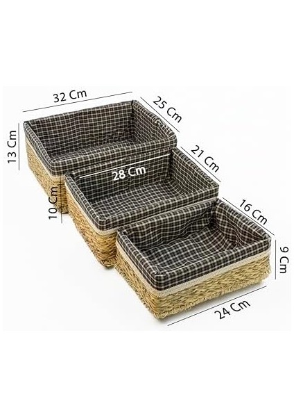 3'lü Hasır Sepet Seti – Bezli Ekmek Sepeti, Dekoratif Hasır Saklama Sepeti, Mutfak ve Düzenleyici, Havlu ve Meyve Sepeti, Çok Amaçlı Hasır Sepet Takımı (Dikdörtgen) fiyatları