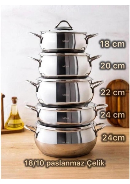 10 Parça Indüksiyon Tabanlı Çelik Tencere Seti fiyatları
