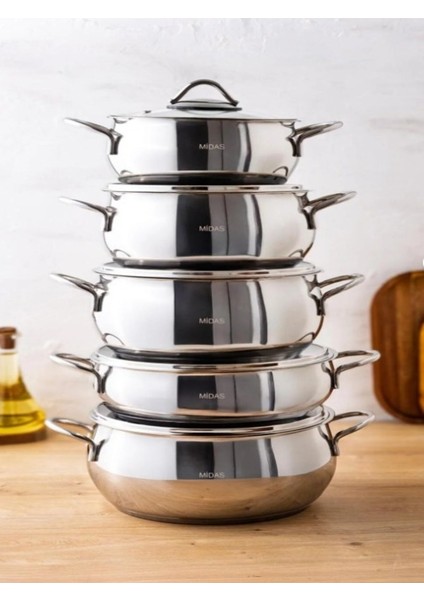 10 Parça Indüksiyon Tabanlı Çelik Tencere Seti modelleri