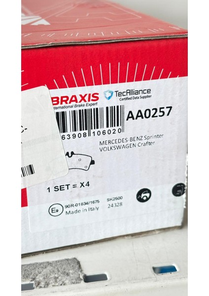 Braxıs AA0257 Arka Fren Balatası Cıft Teker Crafter Sprınter 2.5tdı 06> fiyatları