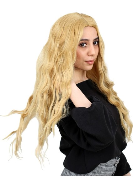Fiber Sentetik Uzun Su Dalgası Peruk / Sarı modelleri