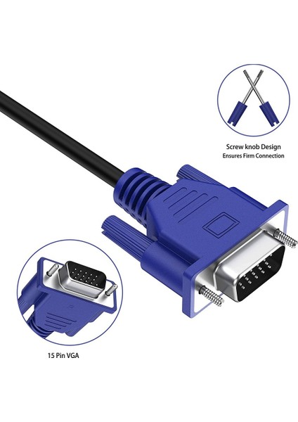 5 Metre VGA Kablo – Full Hd Görüntü Aktarımı, Erkek-Erkek Bağlantı, 15 Pin VGA Monitör Kablosu fiyatları