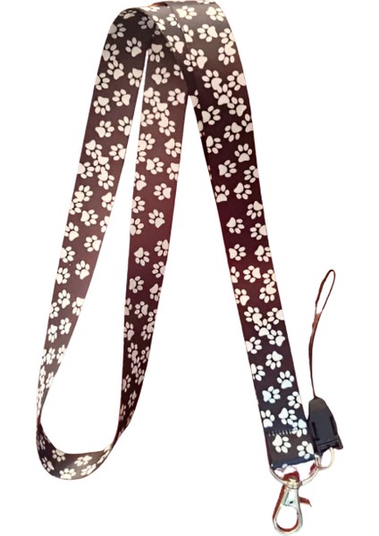 Siyah Renk Beyaz Pati Desenli Boyun Askı Ipi ve Telefon Askısı + Kartlık