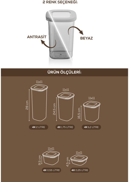 Etiketli 20'li Silikon Kapak Bakliyat ve Baharat Saklama Kabı Beyaz fiyatları