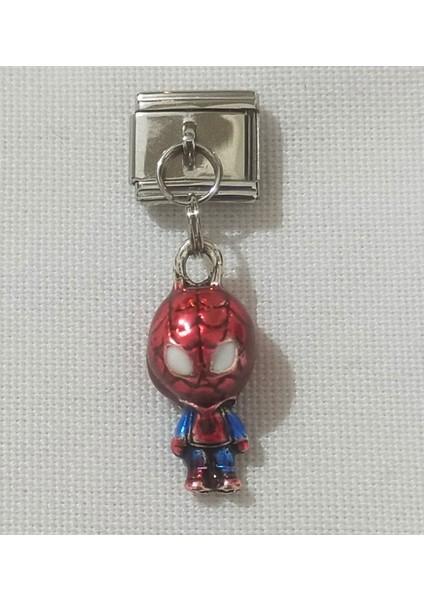 Örümcek Adam Karakter Charm, Italyan Bileklik Uyumlu Paslanmaz Çelik Figürlü