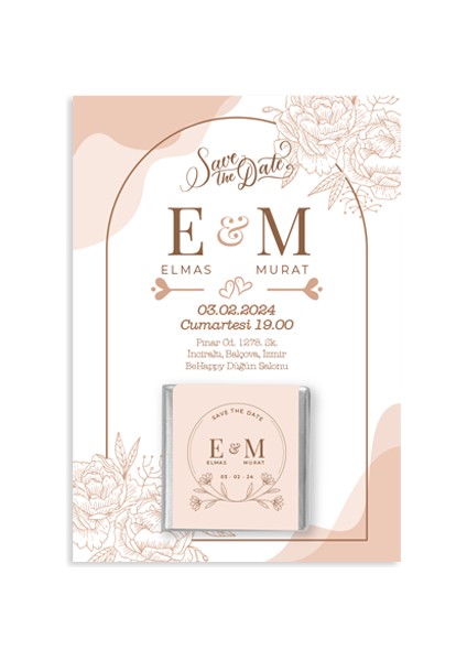 Düğün, Söz, Nişan Hediye Hatıra Özelleştirilebilir 2 Çikolata Kart Seti - 20 Adet