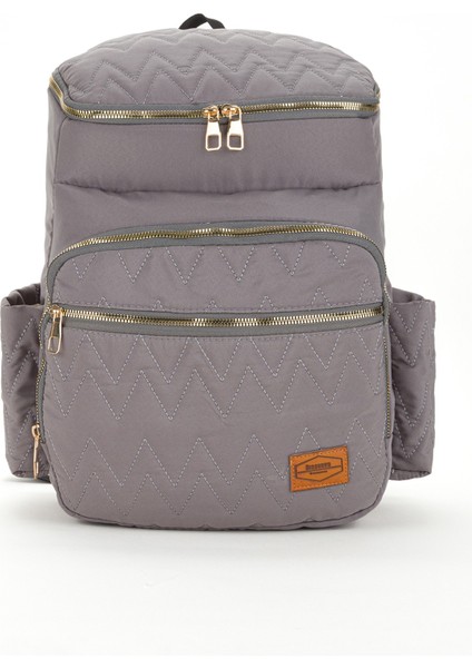 Nakışlı Bondit Hafif Kumaş Anne Bebek Bakım Çantası Termoslu Biberon Cepleri