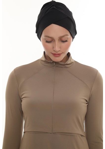 Siyah Pratik Hazır Geçmeli Deniz Havuz Bonesi Swimmy Çapraz 2508_01 modelleri