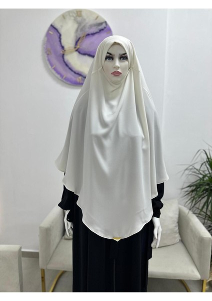 Iki Katlı Hazır Sufle Esarp Medine Ipegi Hac ve Umre Için Uygundur Beyaz