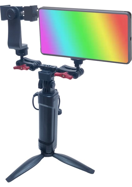 CF-135 Rgb Telefon Vlog + El Tipi Powerbank Tripod Batarya