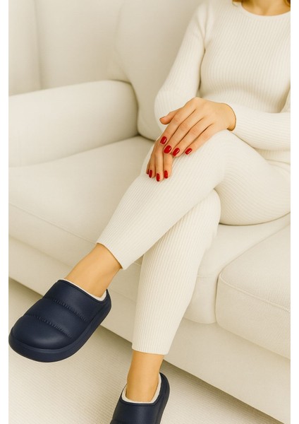 Peluş Içi Yünlü Kışlık Panduf Lacivert Kadın Ev Terliği fiyatları