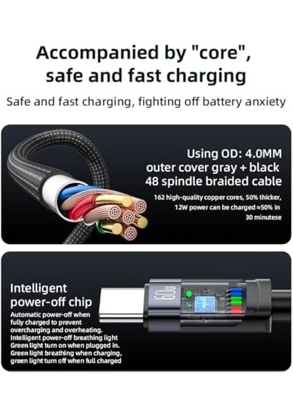 60W Type-C To Type-C Otomatik Şarj Kesme Özellikli Pd Hızlı Şarj Kablosu, 1.2 Metre fiyatları