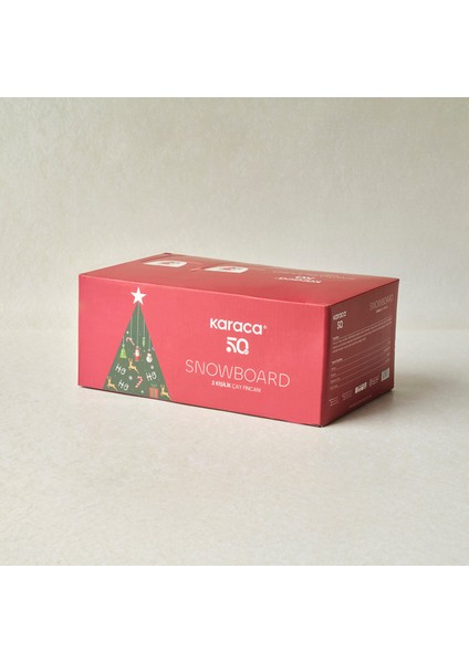 New Year Yılbaşı Snowboard Kaşıklı 2 Kişilik Çay Fincan Takımı 300 ml fırsatları