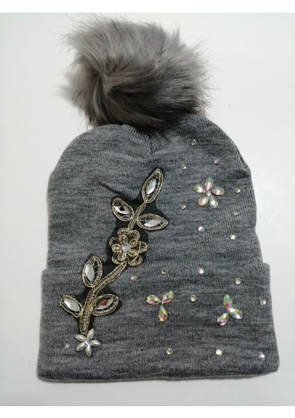 Kadın Örgü Taşlı Ponponlu Bere Standart modelleri