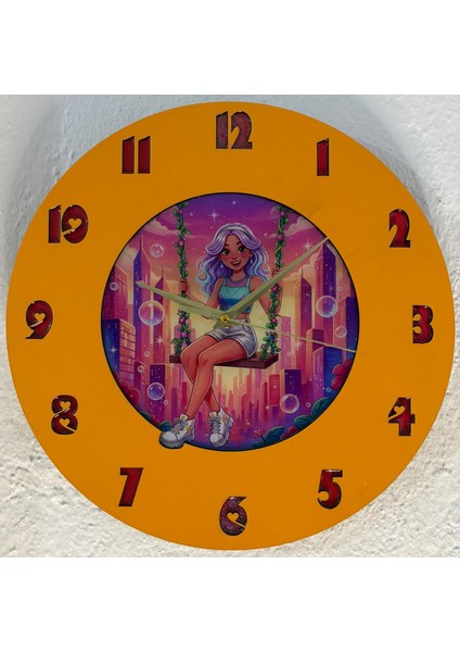 Kişiye Özel Isimli Trend Kız Çocuk Odası Duvar Saati | Epoksi Dolgulu | 35 cm fiyatları