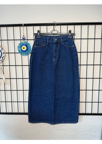 Kadın Koyu Mavi Pamuklu Denim Etek fiyatları