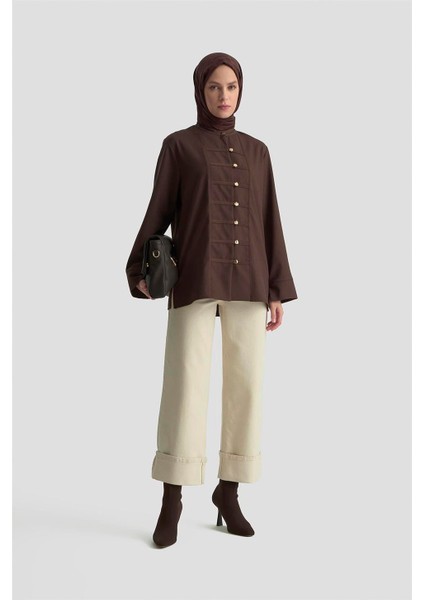 Hakim Yaka Gömlek 25KD9019 Acı Kahve fiyatları