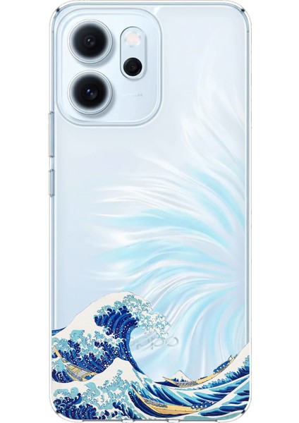 Oppo Reno 14F Uyumlu Kanagawa Oki Nami Ura Dalgası Tasarımlı Baskılı Silikon Kılıf