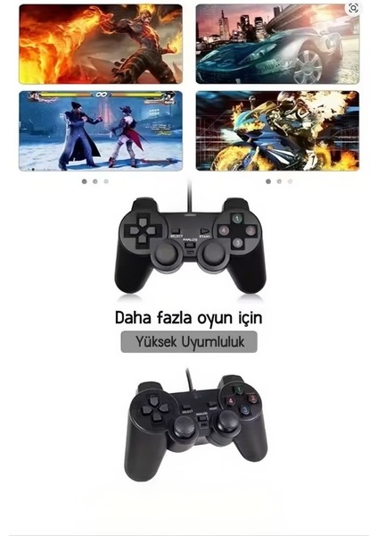 Pc Uyumlu Kablolu Gamepad Oyun Kolu | Çift Motorlu Titreşim | Ergonomik Tasarı fiyatları
