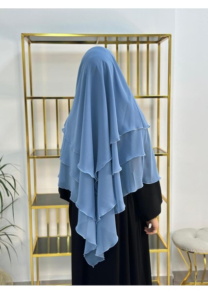 Tesettür Şifon Sufle,hazır Peçeli, Khımar ,hicap,mavi modelleri