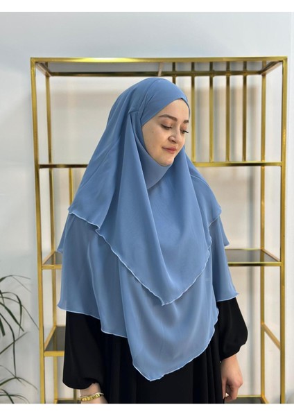Tesettür Şifon Sufle,hazır Peçeli, Khımar ,hicap,mavi indirimleri