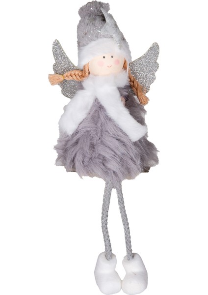 Yılbaşı Süsü, Peri Figürlü, Gri - 11X34 cm