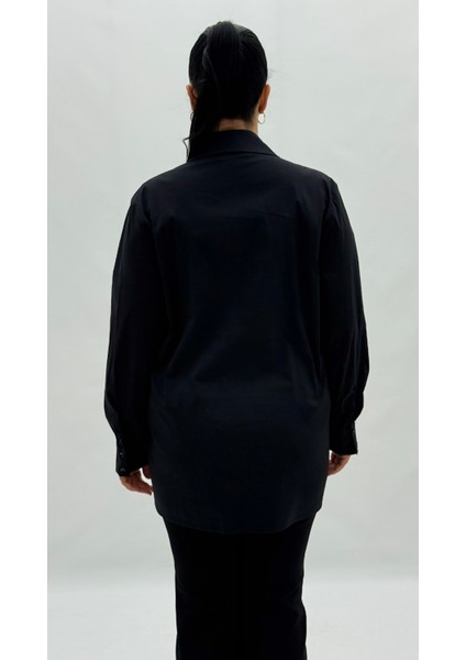 Büyük Beden Düğmeli Çiçek Detaylı Uzun Kol Oversize Kadın Gömlek fırsatları