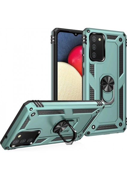 Samsung Galaxy A02S Kılıf Sofya Yüzüklü Silikon Kapak - Yeşil (K95) fiyatları