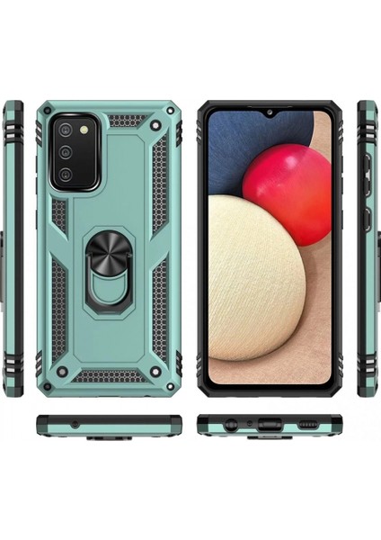 Samsung Galaxy A02S Kılıf Sofya Yüzüklü Silikon Kapak - Yeşil (K95) modelleri