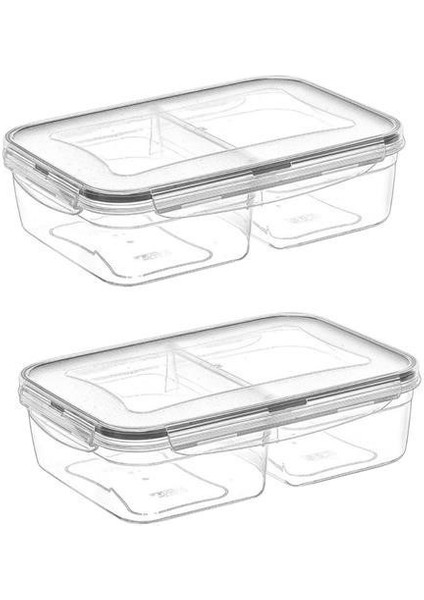 Sıladanal® 2 Bölmeli 1+1 Litre Kilitli Kapaklı Erzak Saklama Kabı LC-525 indirimleri