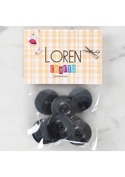 Loren Crafts 8'li Düğme Koyu Gri - 1122