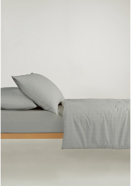 Line %100 Pamuk Ranforce Akay Koyu Gri Ipliği Boyalı Nevresim Takımı Tek Kişilik - 160X220 cm fırsatları