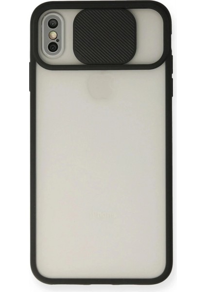 iPhone Xs Max Kılıf Palm Buzlu Kamera Sürgülü Silikon - Siyah (K95)