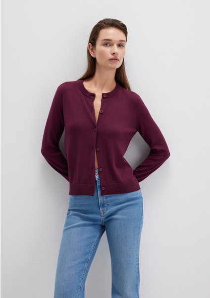 Yün Karışımlı Düğmeli Bordo Hırka 1710713-87830 fiyatları