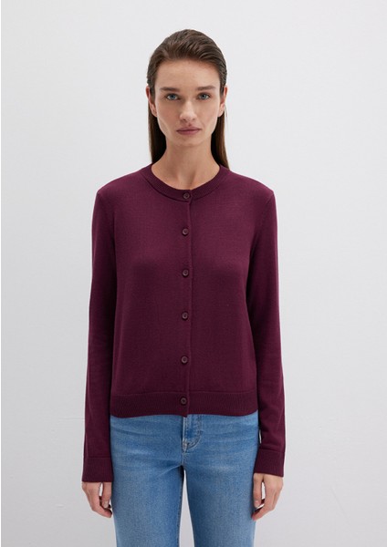 Yün Karışımlı Düğmeli Bordo Hırka 1710713-87830 modelleri