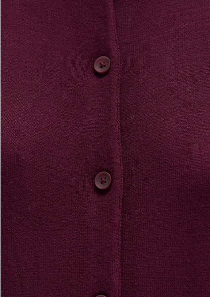 Yün Karışımlı Düğmeli Bordo Hırka 1710713-87830