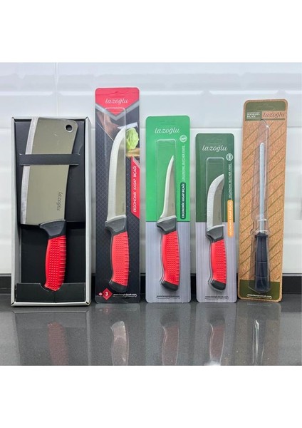 5 Parça Kurban Bıçak Seti Profesyonel Kasap Bıçağı Sıyırma Yüzme Masat Satır