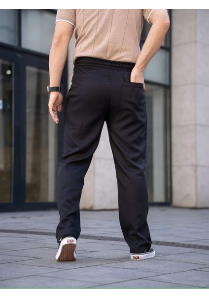 Erkek Keten Cepli Çıma Dikişli Jogger Buggy Pantalon Rahat Kalıp - Siyah fiyatları