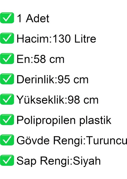 PK130 Plastik Market Alışveriş Arabası 130 Litre Turuncu fiyatları