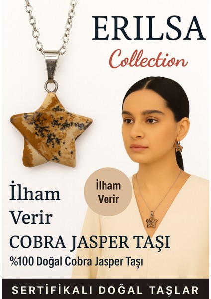 Sertifikalı Yıldız Model Kahverengi Jasper Doğal Taş Kolye Ilham Verir