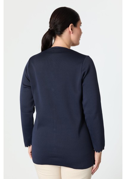 Büyük Beden Düğme Detay Triko Hırka-Lacı